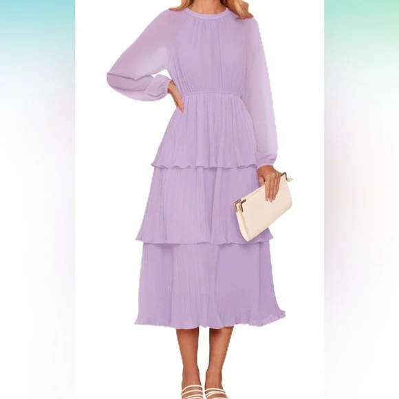 Dresses | Womens Dress Long Sleeve Ruffle Tiered Layered Chiffon Flowy Dress | Poshmark Dresses | Womens Dress Long Sleeve Ruffle Tiered Layered Chiffon Flowy Dress | Poshmark
